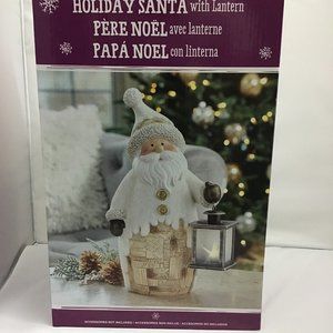 Holiday Woodchip Christmas 15" Tall Santa with Lantern 1486358